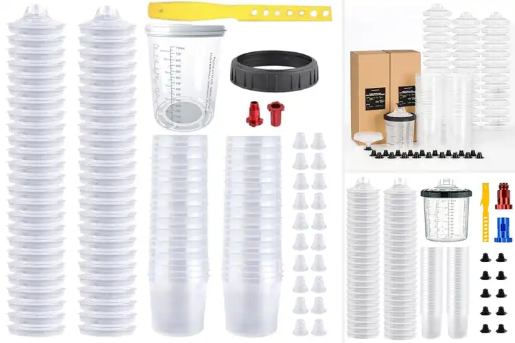 Detailed view of best disposable paint spray gun cup systems