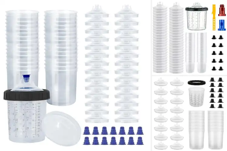 Detailed view of best disposable spray gun liners and lids