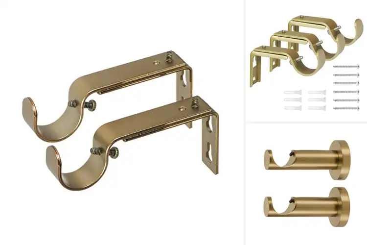 Detailed view of best gold curtain rod brackets for stylish windows