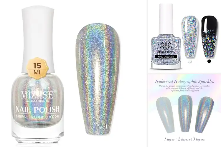 Detailed view of Best Holographic Glitter Nail Polish Finish