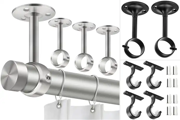 Detailed view of Best Wall And Ceiling Curtain Rod Bracket Sets