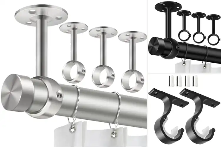 Detailed view of Best Wall Or Ceiling Mount Curtain Rod Brackets