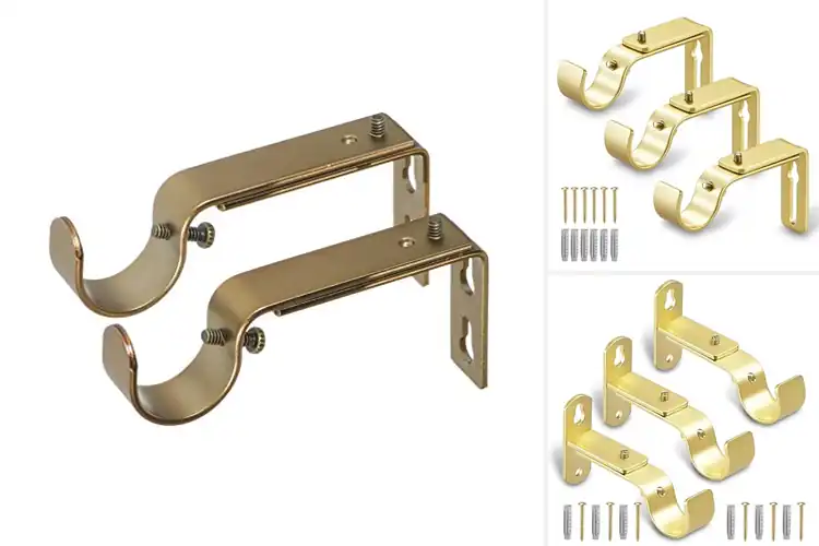 Detailed view of Best Warm Gold Curtain Rod Brackets
