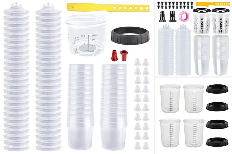 Detailed view of Best waste-reducing paint cup systems